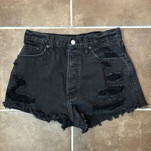 Abercrombie Fitch Pockets Button Fly Distressed Cheeky Denim Shorts Sz 27/2